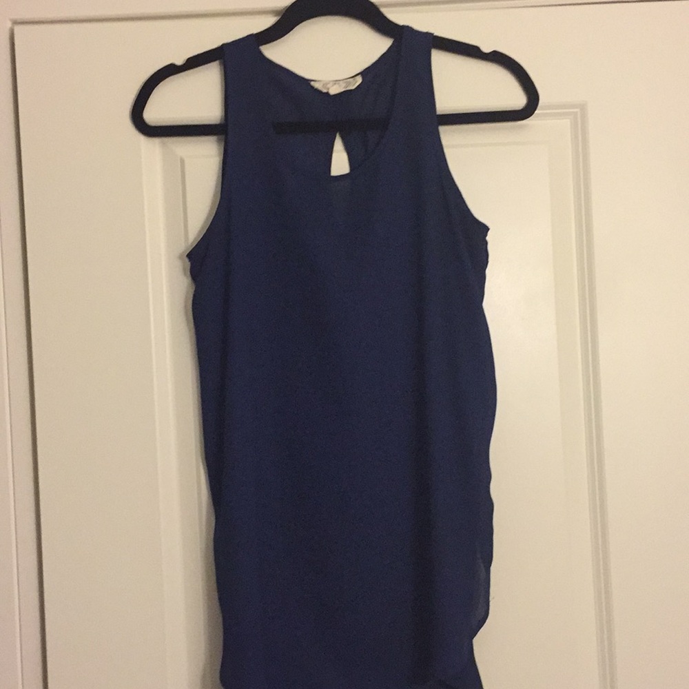 Navy Short Front Long Back Sleeveless Top
